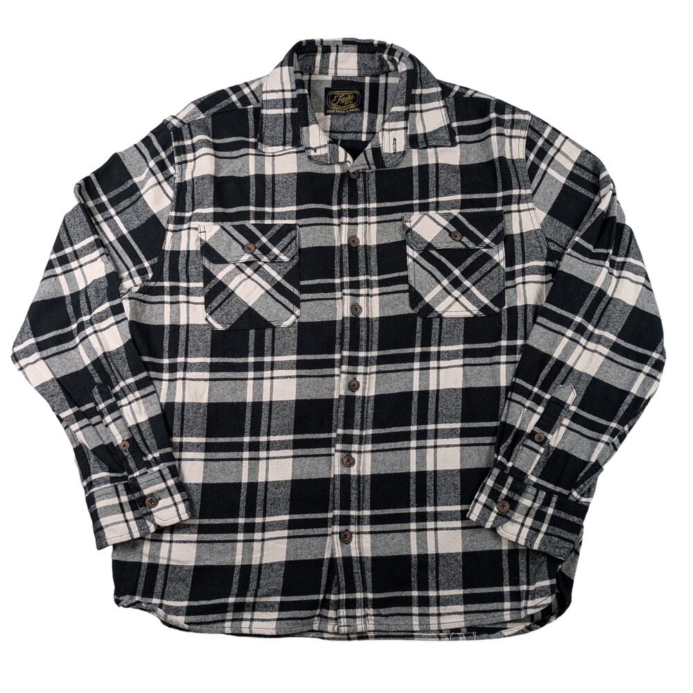 Jachs Mfg. Heritage Flannel Black and White Plaid Shirt Size Large